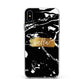 Personalised Black Gold Swirl Marble Apple iPhone Xs Max Impact Case White Edge on Black Phone