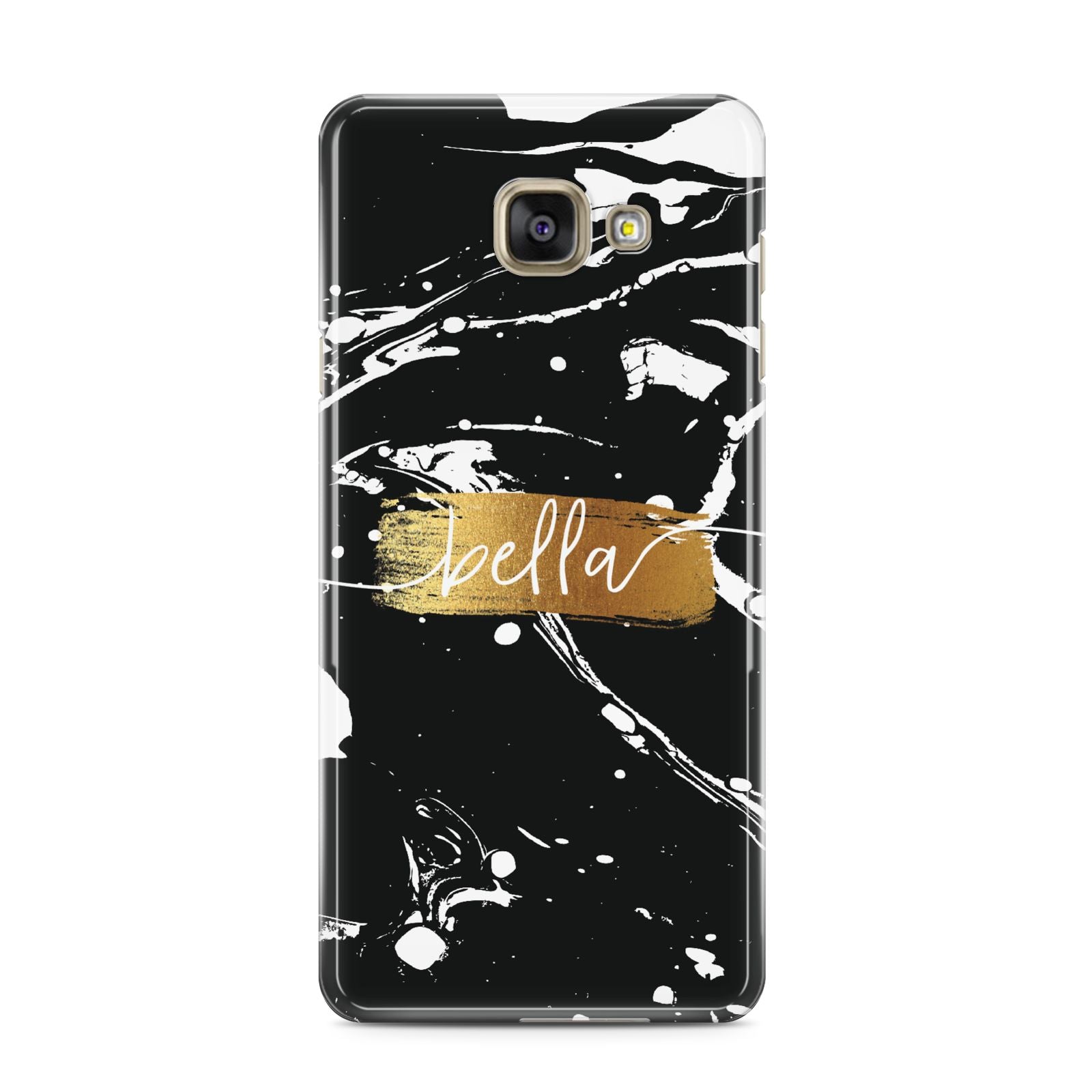 Personalised Black Gold Swirl Marble Samsung Galaxy A3 2016 Case on gold phone