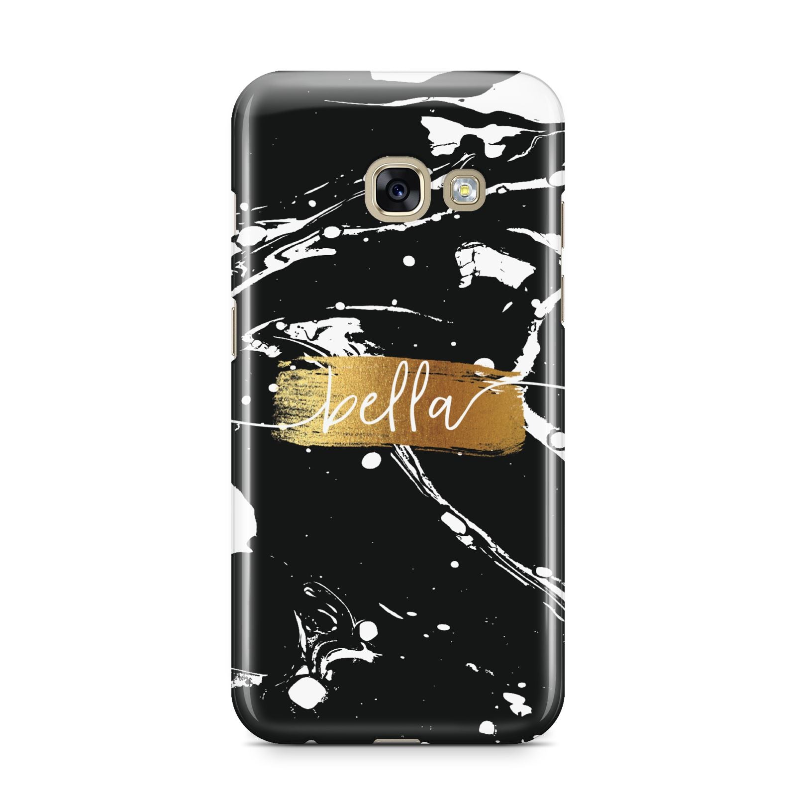 Personalised Black Gold Swirl Marble Samsung Galaxy A3 2017 Case on gold phone