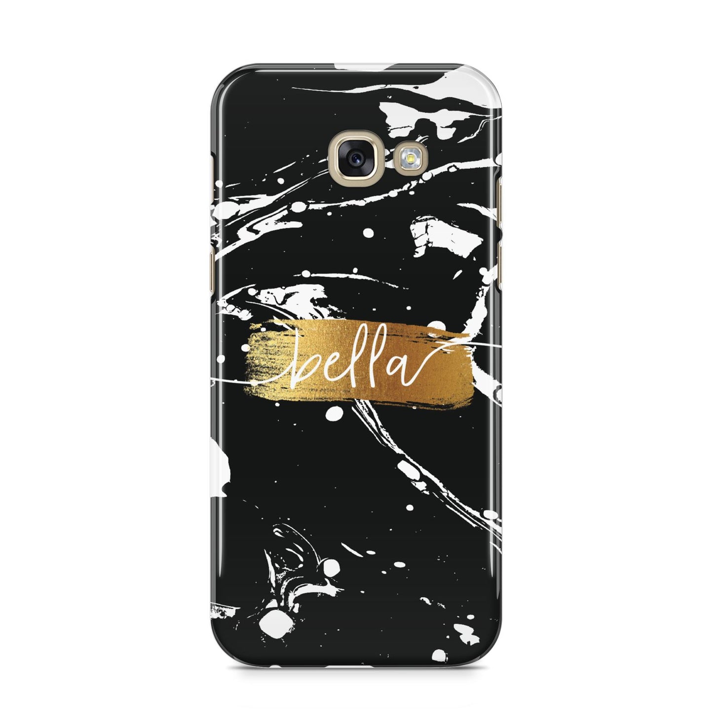 Personalised Black Gold Swirl Marble Samsung Galaxy A5 2017 Case on gold phone