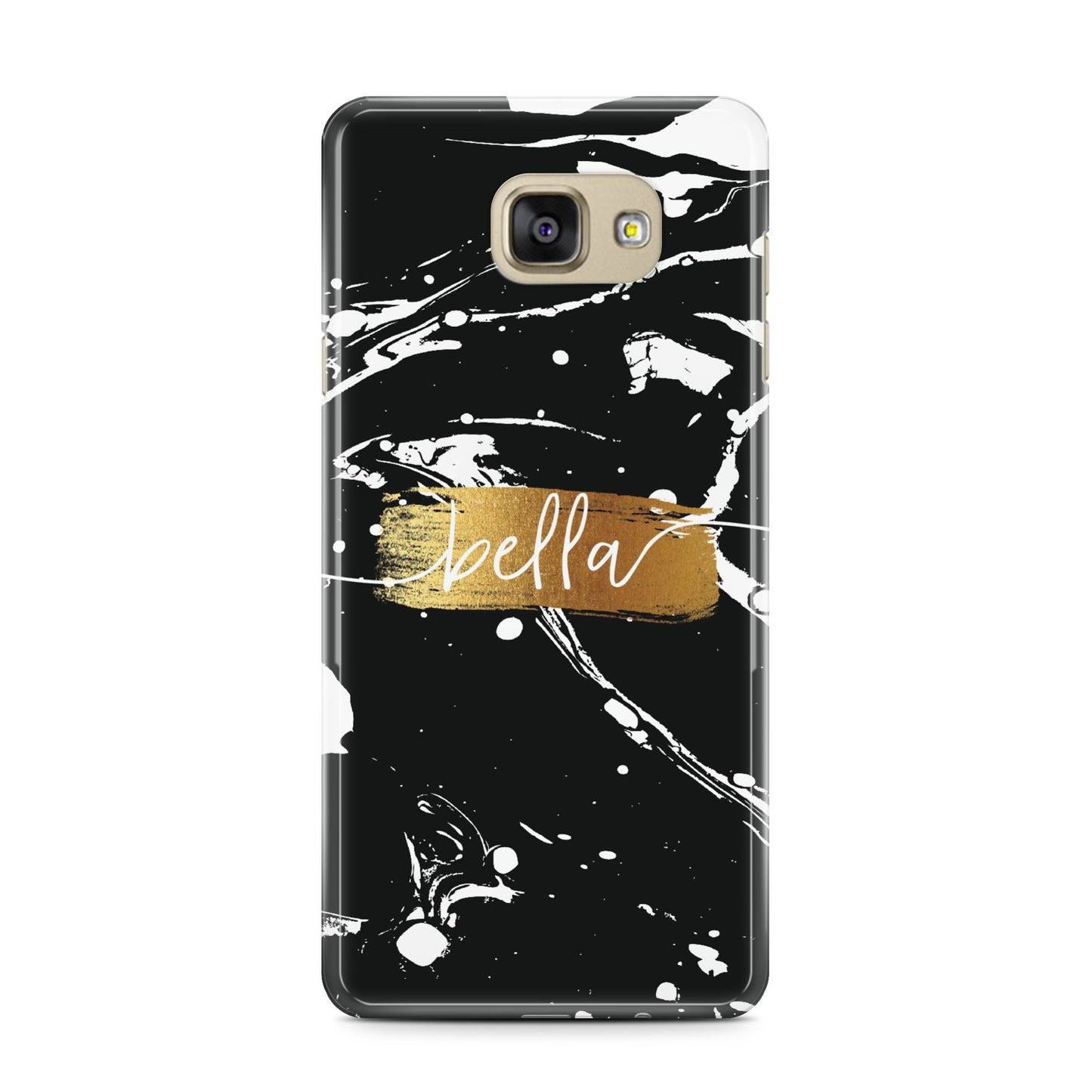 Personalised Black Gold Swirl Marble Samsung Galaxy A7 2016 Case on gold phone