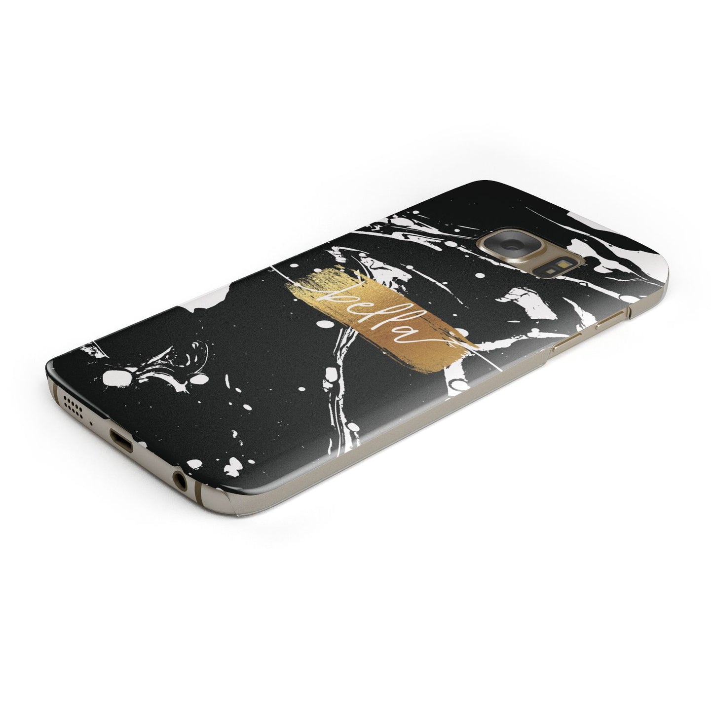 Personalised Black Gold Swirl Marble Samsung Galaxy Case Bottom Cutout