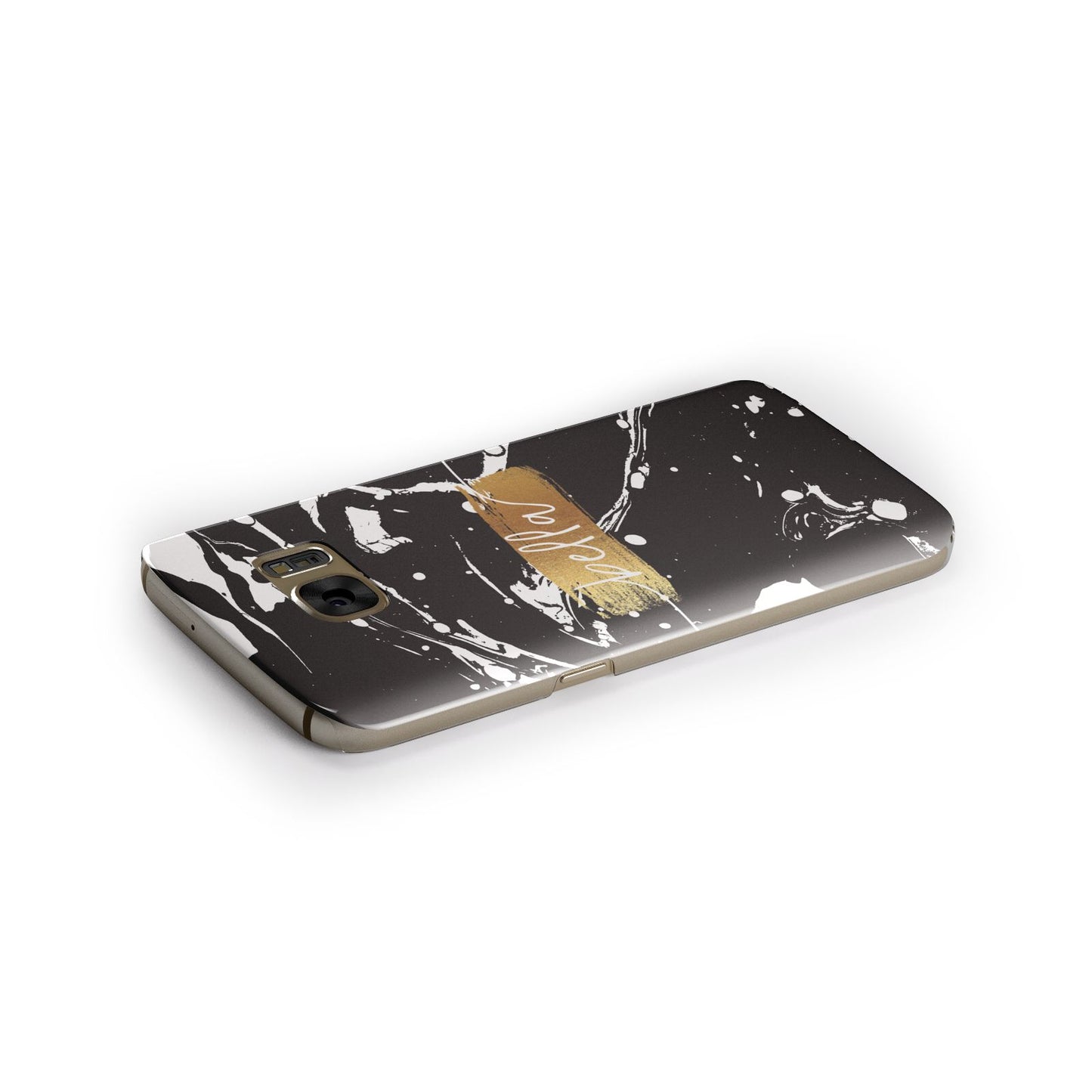 Personalised Black Gold Swirl Marble Samsung Galaxy Case Side Close Up