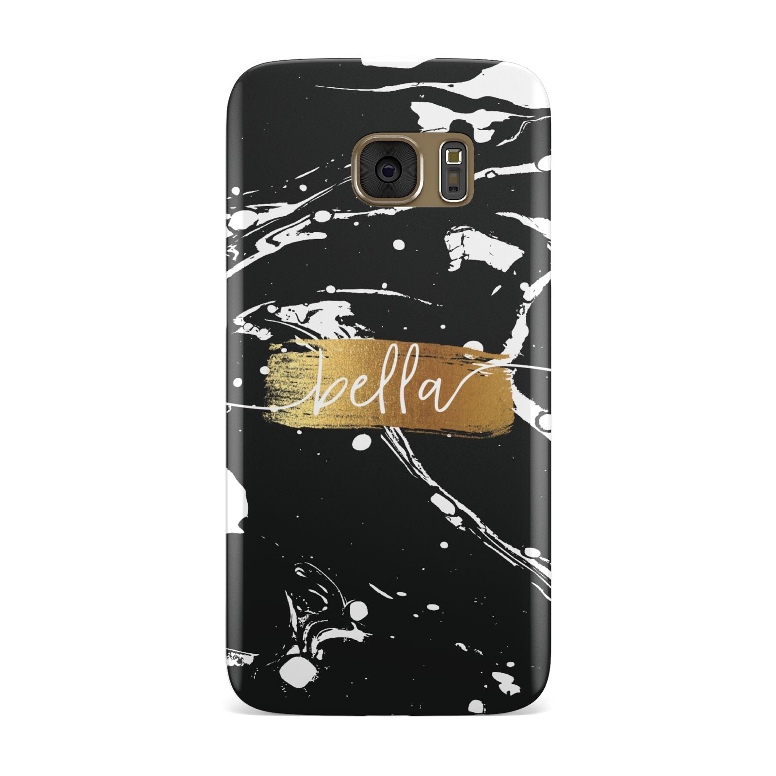 Personalised Black Gold Swirl Marble Samsung Galaxy Case