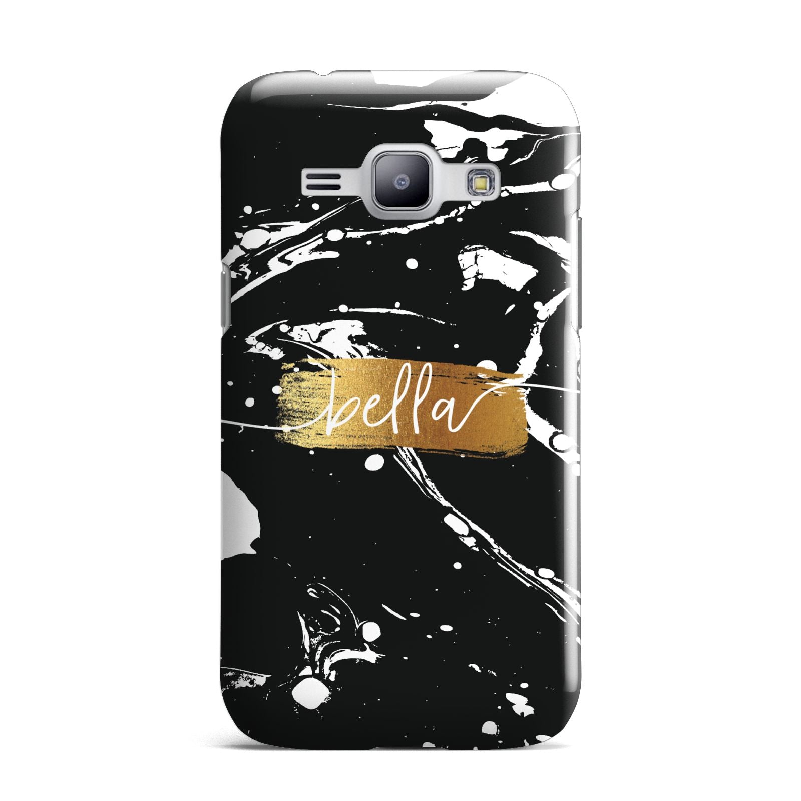 Personalised Black Gold Swirl Marble Samsung Galaxy J1 2015 Case