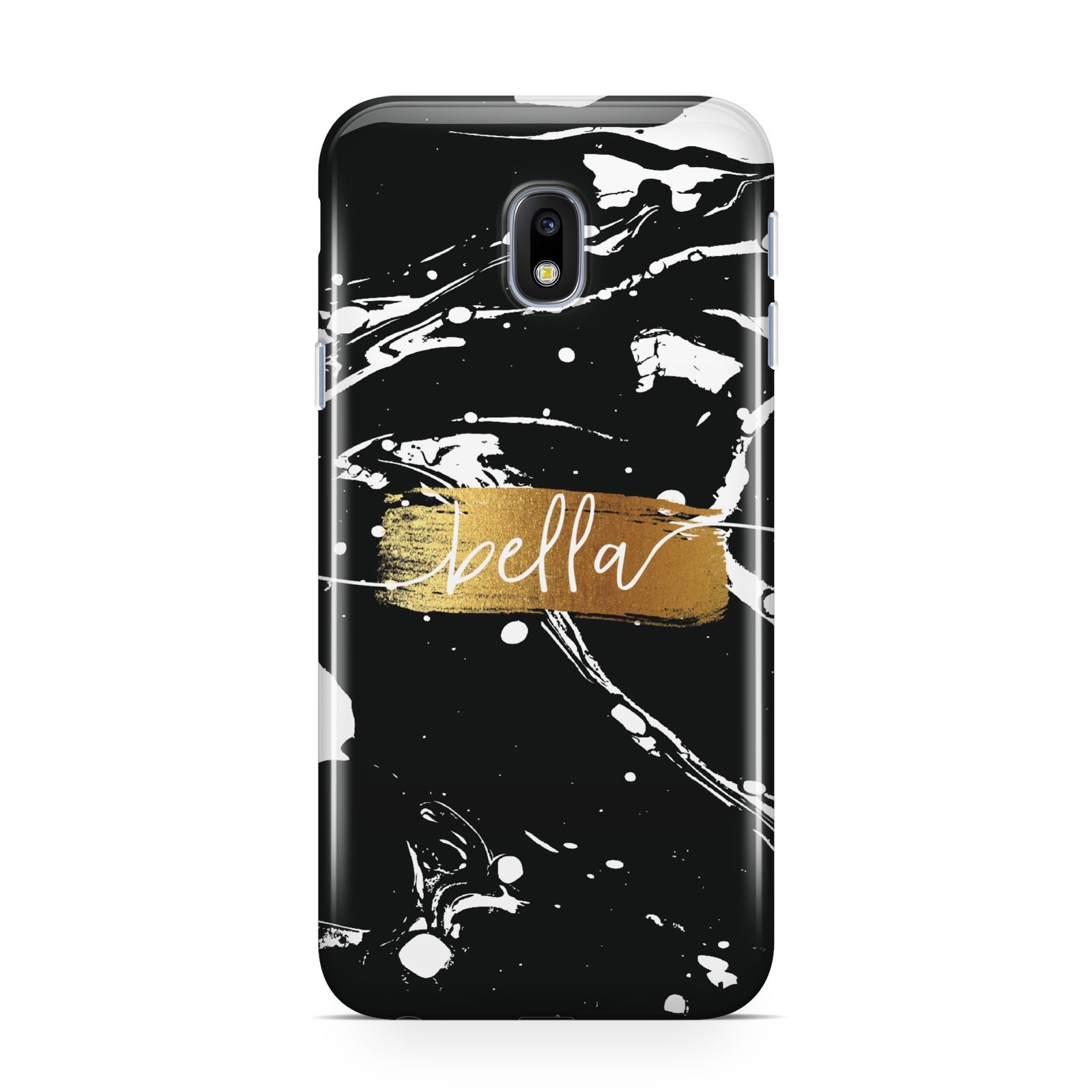 Personalised Black Gold Swirl Marble Samsung Galaxy J3 2017 Case