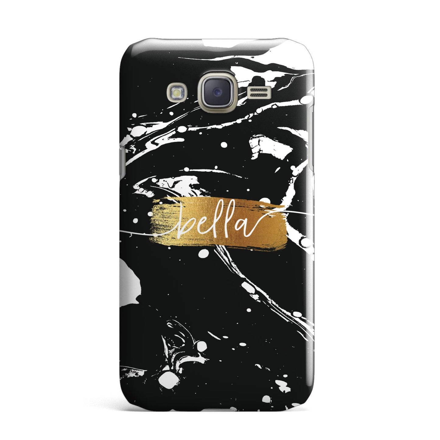 Personalised Black Gold Swirl Marble Samsung Galaxy J7 Case