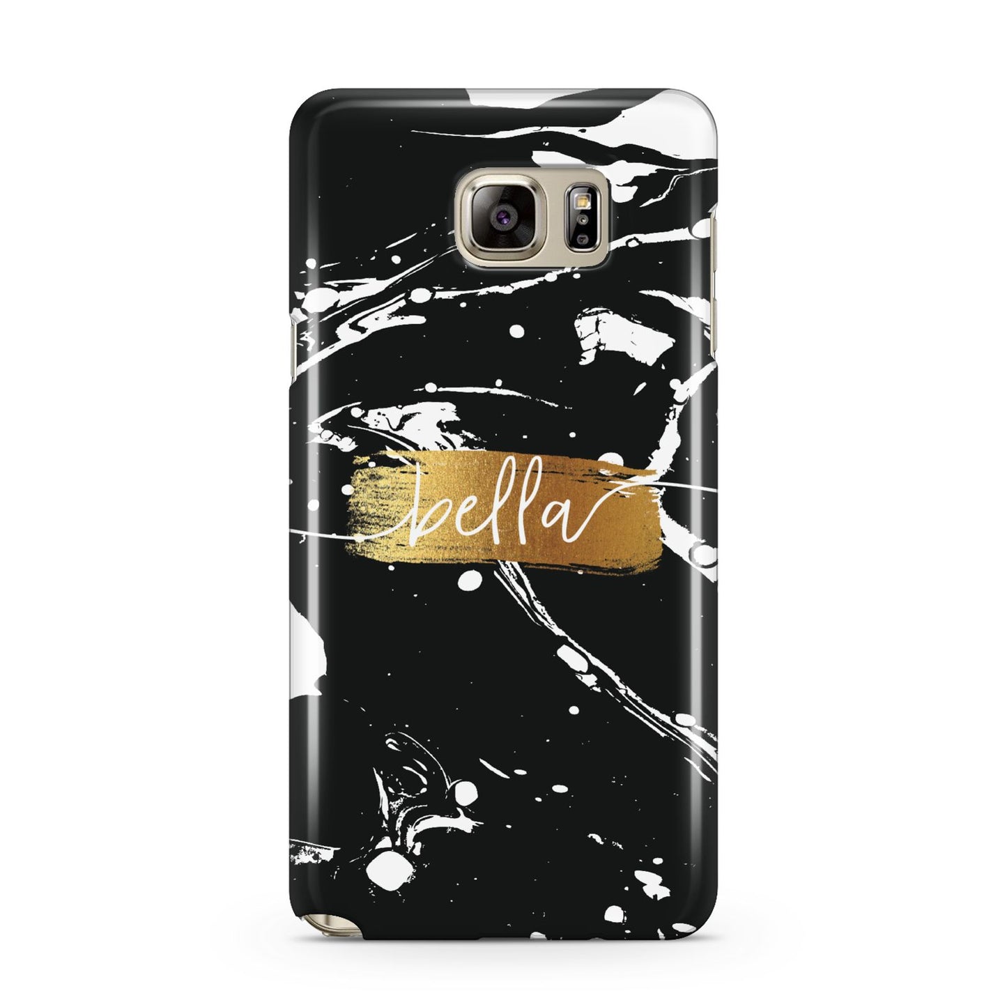 Personalised Black Gold Swirl Marble Samsung Galaxy Note 5 Case