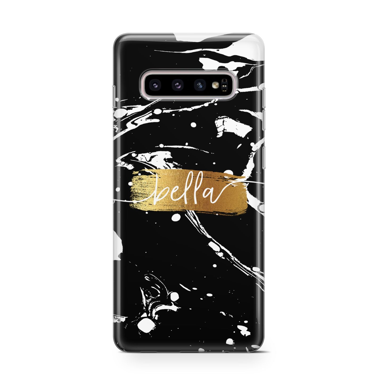 Personalised Black Gold Swirl Marble Samsung Galaxy S10 Case