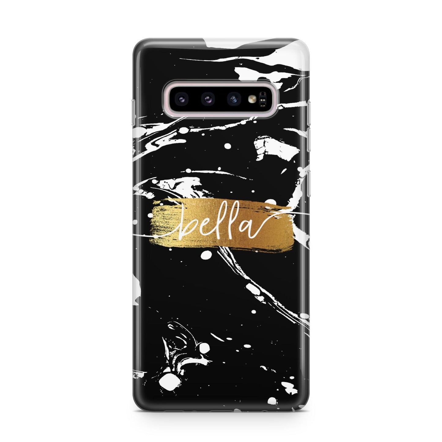 Personalised Black Gold Swirl Marble Samsung Galaxy S10 Plus Case