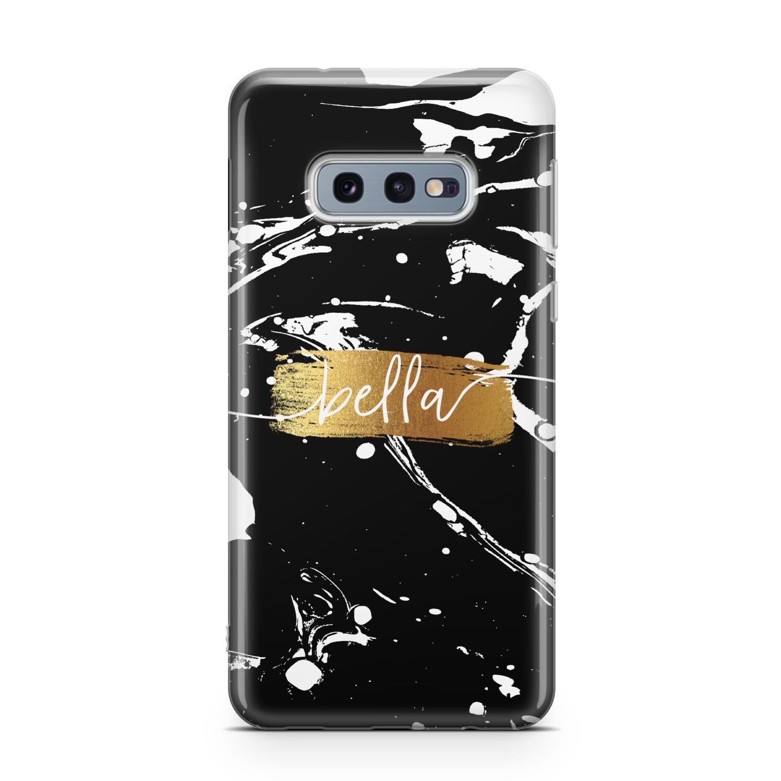 Personalised Black Gold Swirl Marble Samsung Galaxy S10E Case