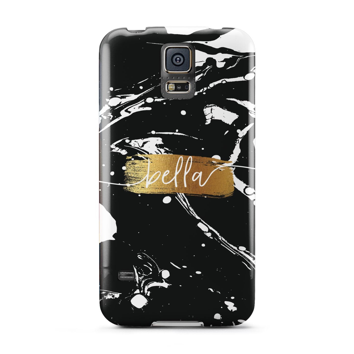 Personalised Black Gold Swirl Marble Samsung Galaxy S5 Case