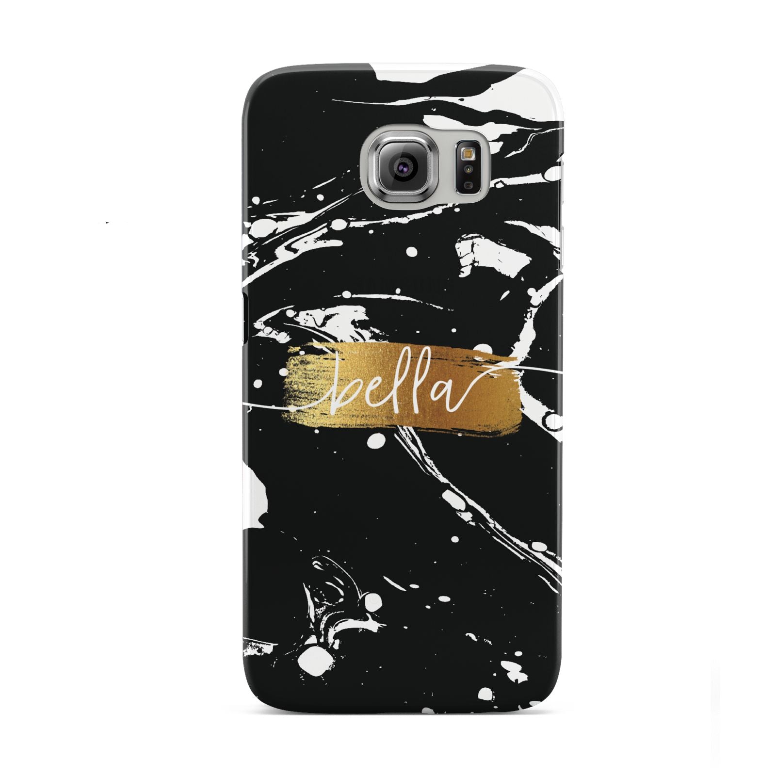 Personalised Black Gold Swirl Marble Samsung Galaxy S6 Case