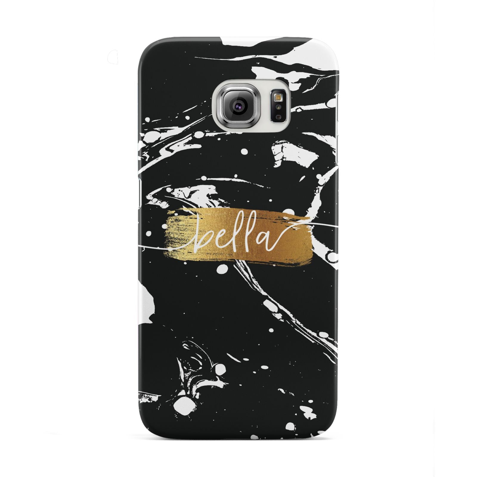 Personalised Black Gold Swirl Marble Samsung Galaxy S6 Edge Case