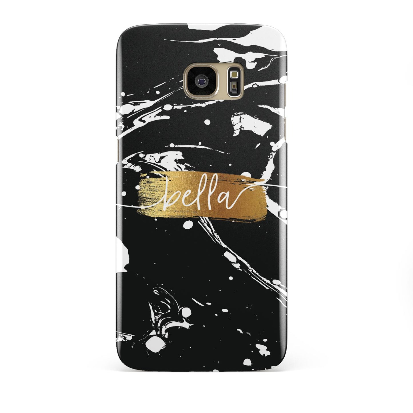 Personalised Black Gold Swirl Marble Samsung Galaxy S7 Edge Case