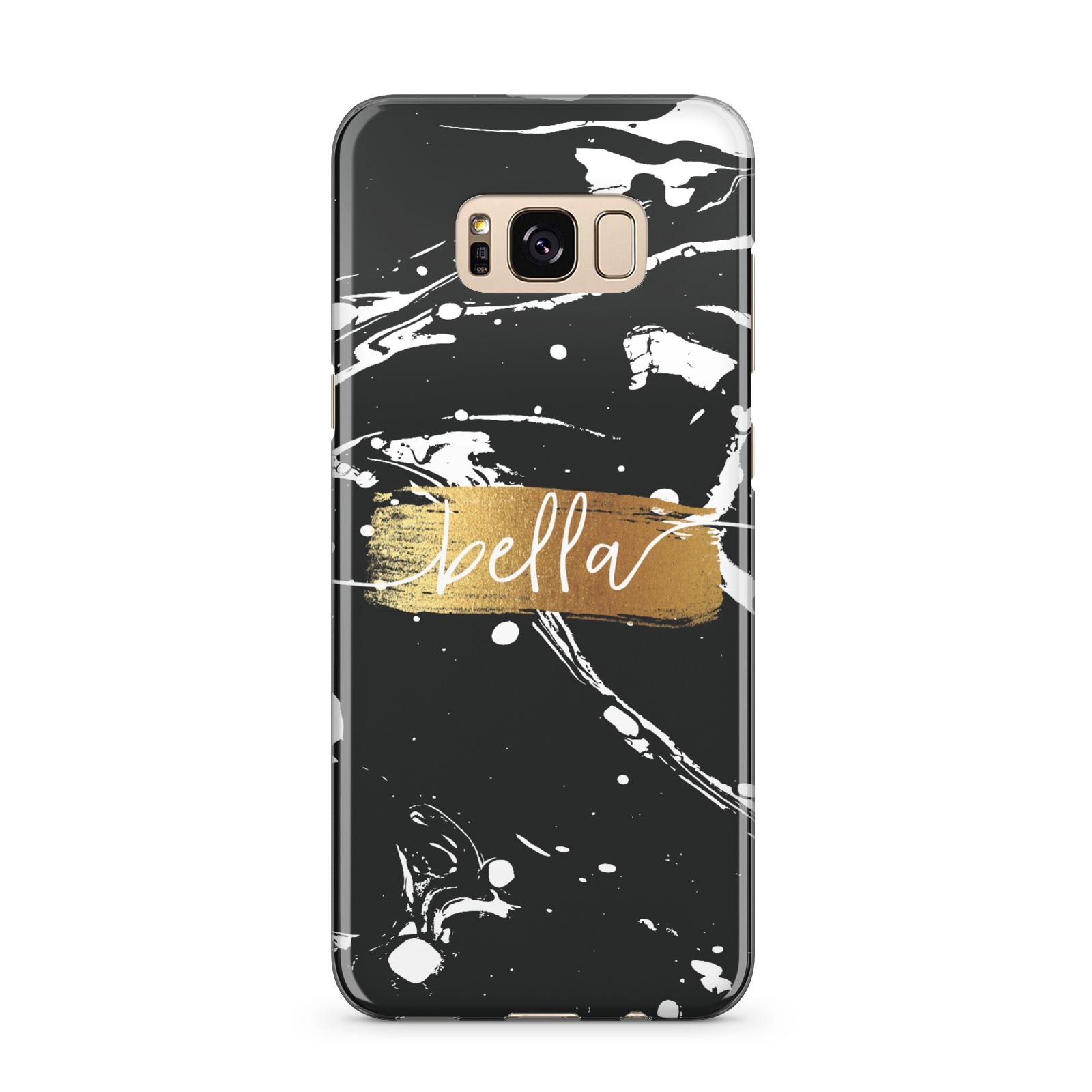 Personalised Black Gold Swirl Marble Samsung Galaxy S8 Plus Case