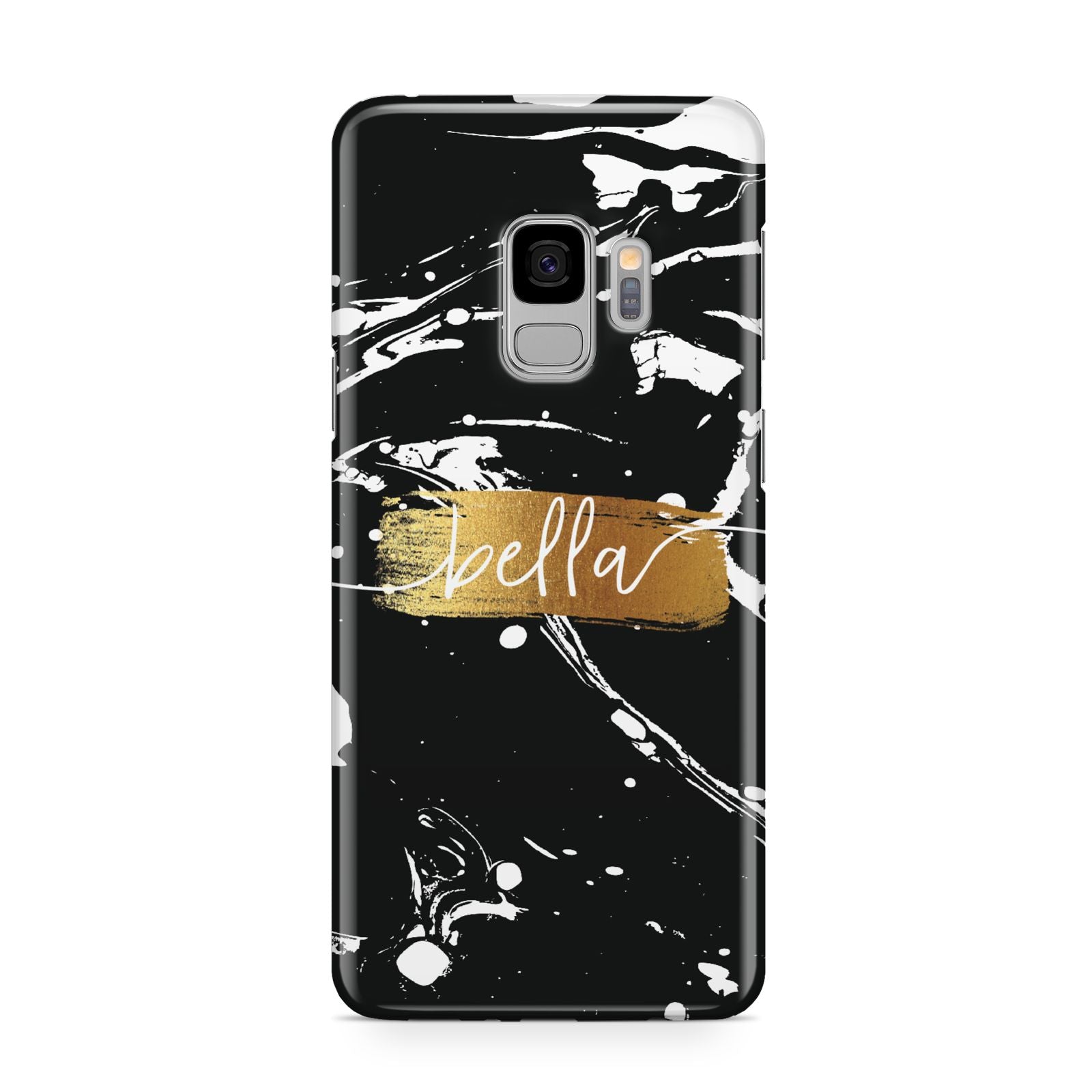 Personalised Black Gold Swirl Marble Samsung Galaxy S9 Case