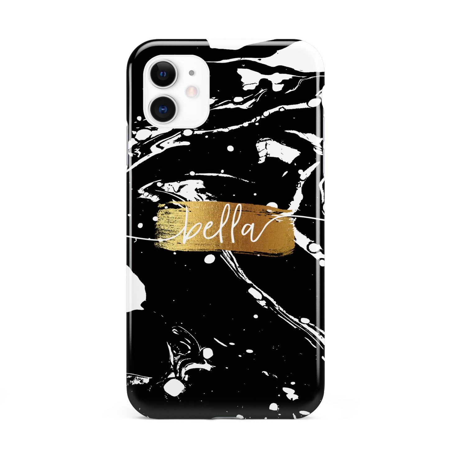 Personalised Black Gold Swirl Marble iPhone 11 3D Tough Case