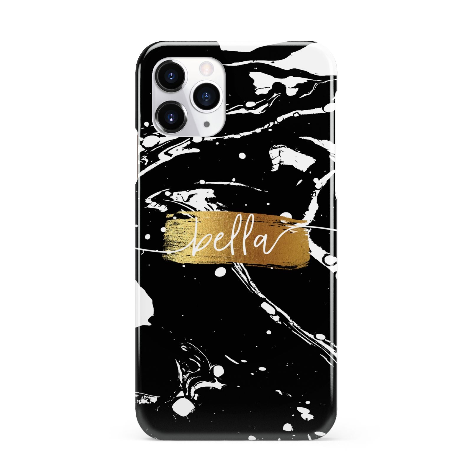 Personalised Black Gold Swirl Marble iPhone 11 Pro 3D Snap Case
