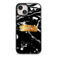 Personalised Black Gold Swirl Marble iPhone 13 Black Impact Case on Silver phone