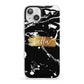 Personalised Black Gold Swirl Marble iPhone 13 Clear Bumper Case