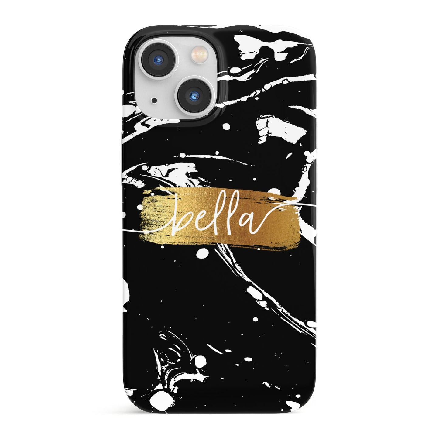 Personalised Black Gold Swirl Marble iPhone 13 Mini Full Wrap 3D Snap Case