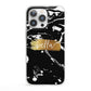 Personalised Black Gold Swirl Marble iPhone 13 Pro Clear Bumper Case