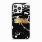 Personalised Black Gold Swirl Marble iPhone 13 Pro TPU Impact Case with White Edges
