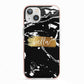 Personalised Black Gold Swirl Marble iPhone 13 TPU Impact Case with Pink Edges