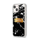 Personalised Black Gold Swirl Marble iPhone 14 Glitter Tough Case Starlight Angled Image