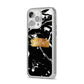 Personalised Black Gold Swirl Marble iPhone 14 Pro Max Glitter Tough Case Silver Angled Image