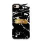 Personalised Black Gold Swirl Marble iPhone 8 3D Tough Case on Gold Phone