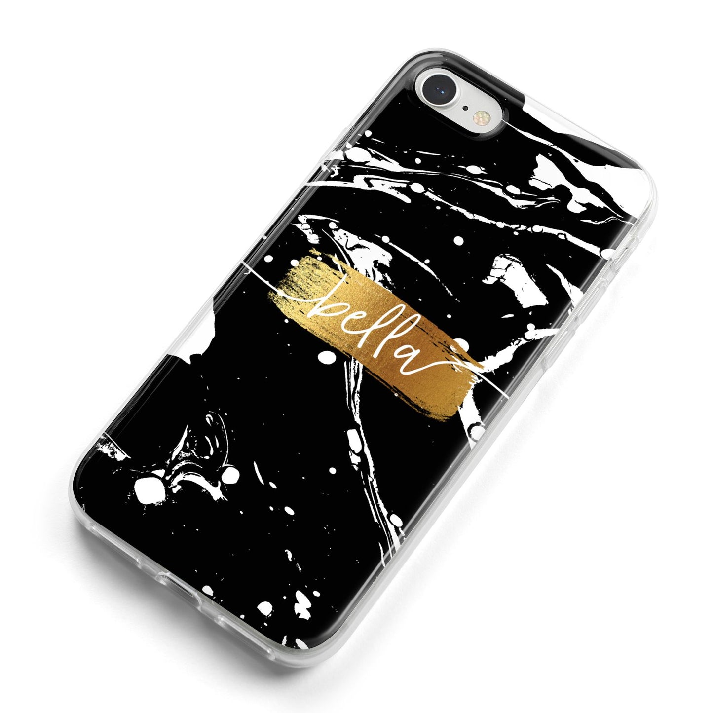 Personalised Black Gold Swirl Marble iPhone 8 Bumper Case on Silver iPhone Alternative Image