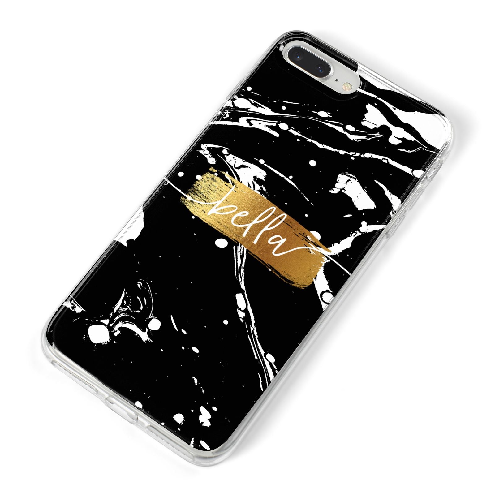 Personalised Black Gold Swirl Marble iPhone 8 Plus Bumper Case on Silver iPhone Alternative Image