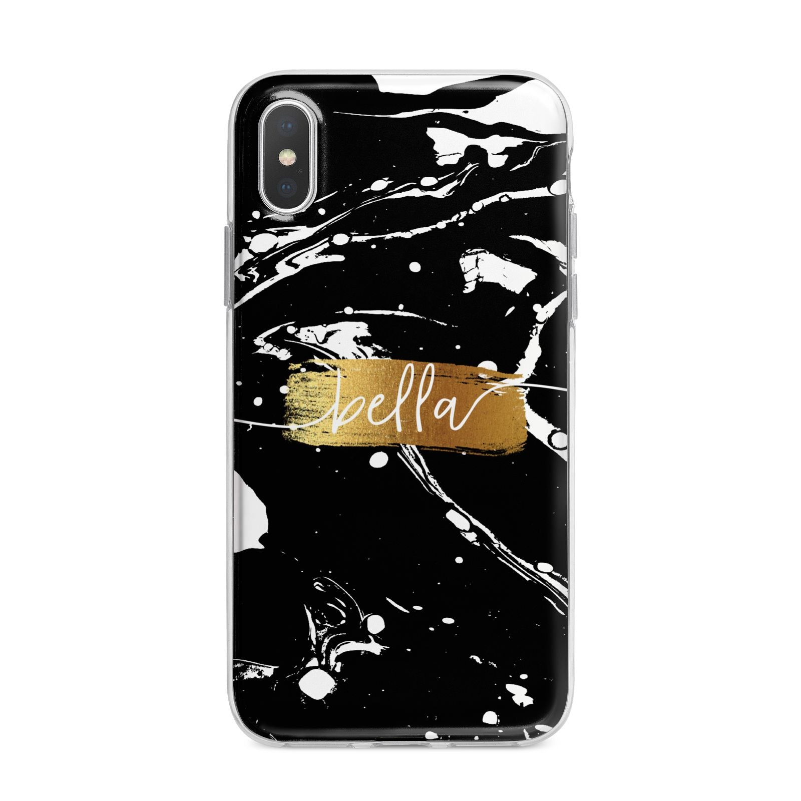 Personalised Black Gold Swirl Marble iPhone X Bumper Case on Silver iPhone Alternative Image 1