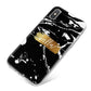 Personalised Black Gold Swirl Marble iPhone X Bumper Case on Silver iPhone