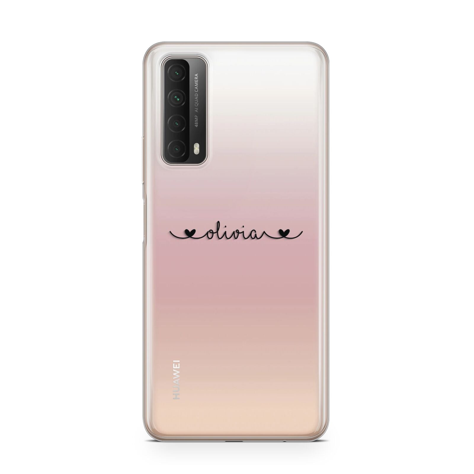 Personalised Black Handwritten Name Hearts Clear Huawei P Smart 2021