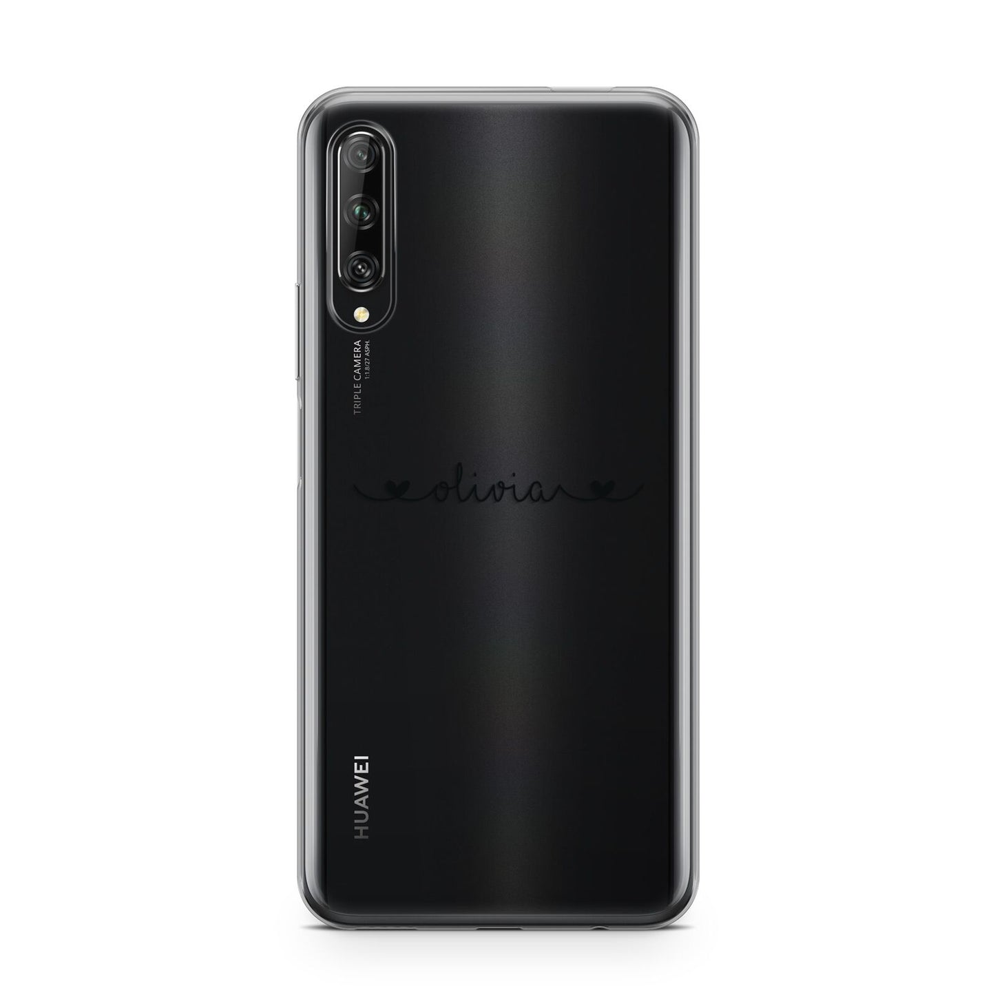 Personalised Black Handwritten Name Hearts Clear Huawei P Smart Pro 2019