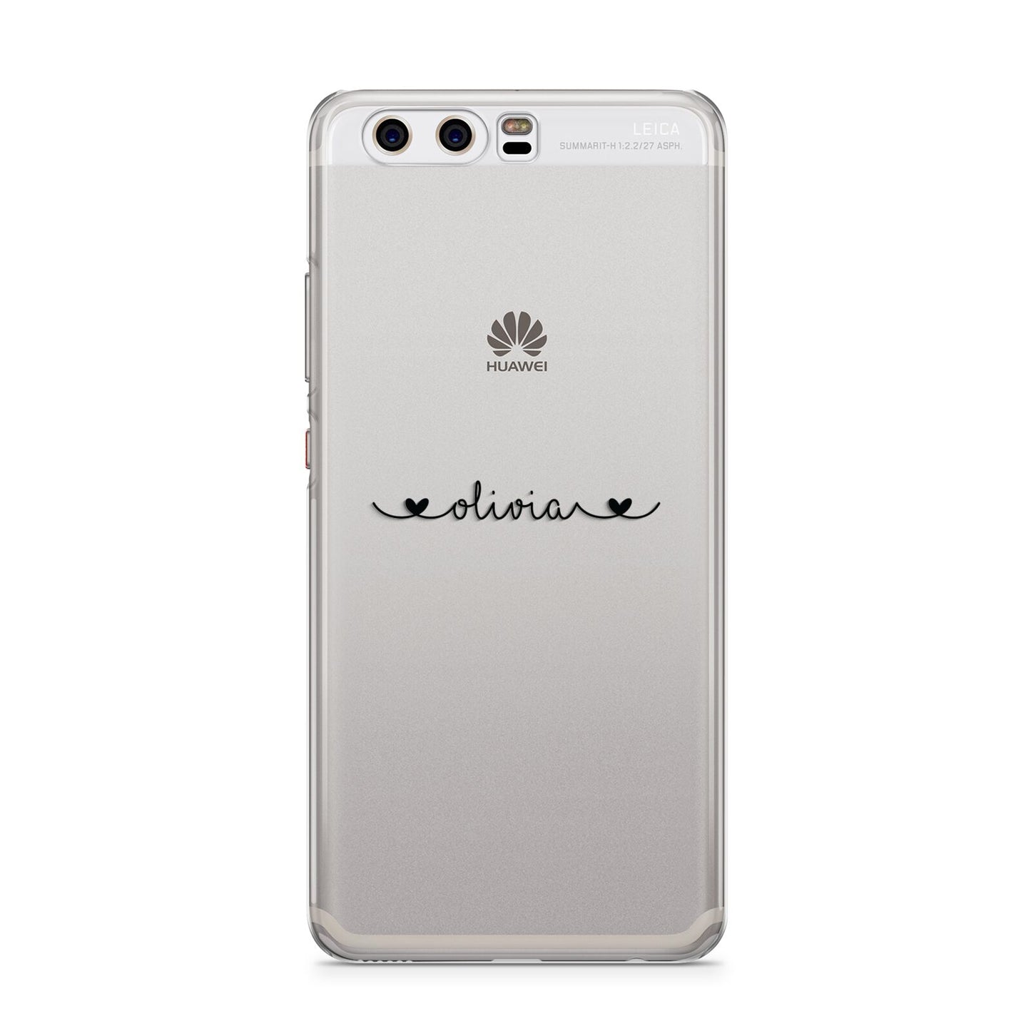 Personalised Black Handwritten Name Hearts Clear Huawei P10 Phone Case