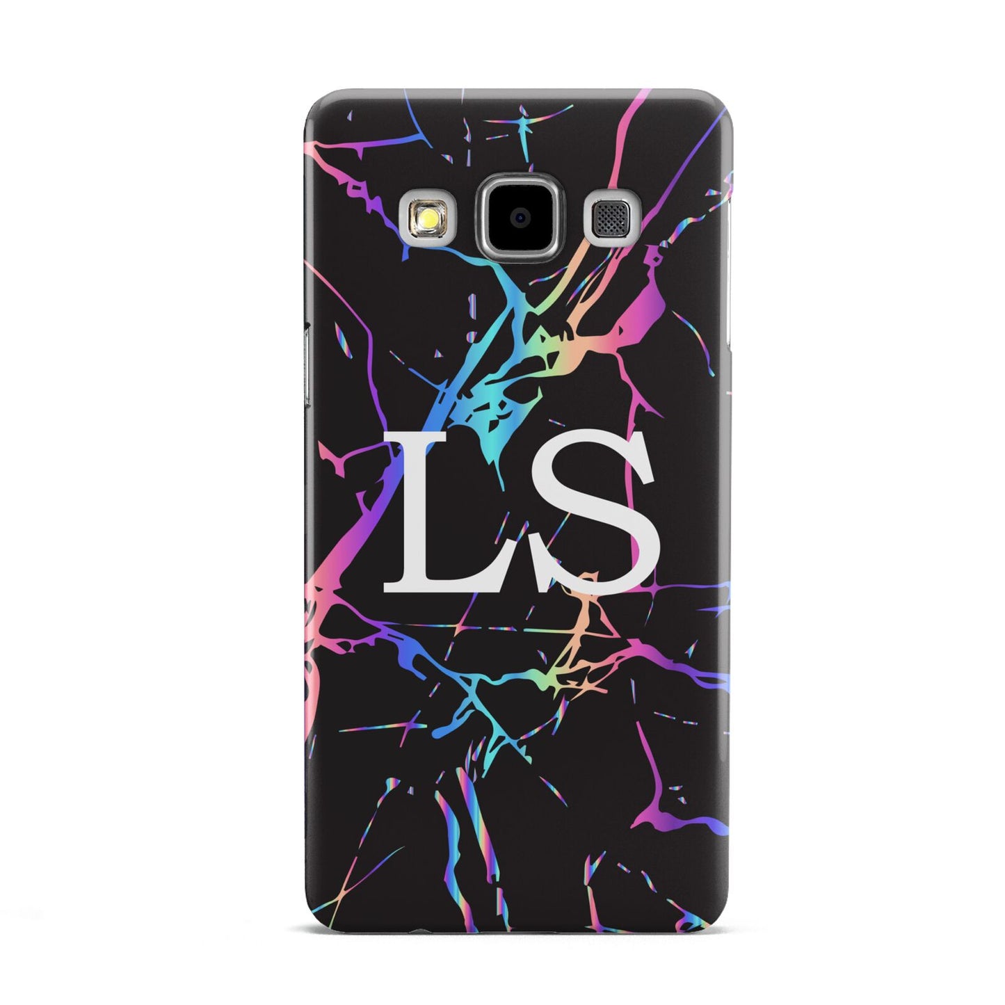 Personalised Black Holographic Marble Initials Samsung Galaxy A5 Case