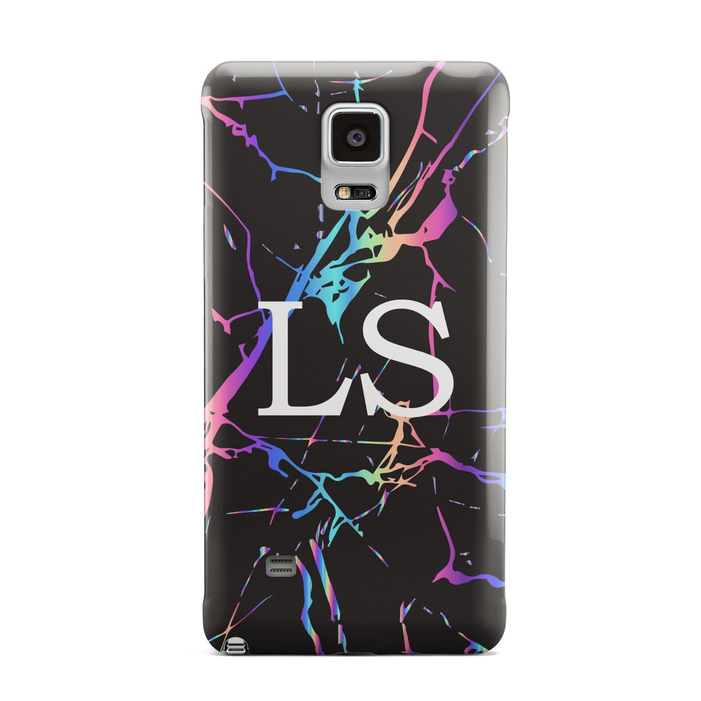 Personalised Black Holographic Marble Initials Samsung Galaxy Note 4 Case