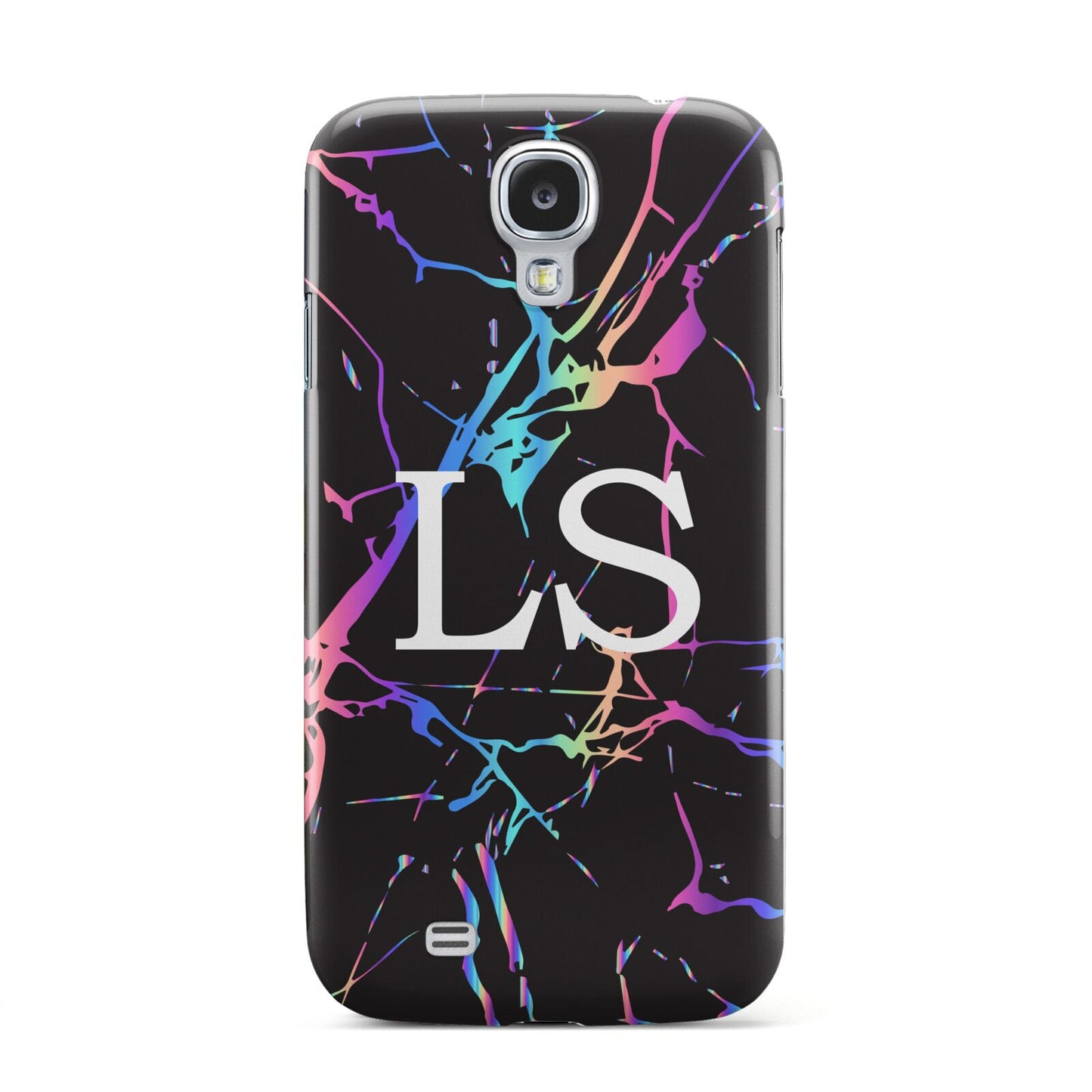 Personalised Black Holographic Marble Initials Samsung Galaxy S4 Case