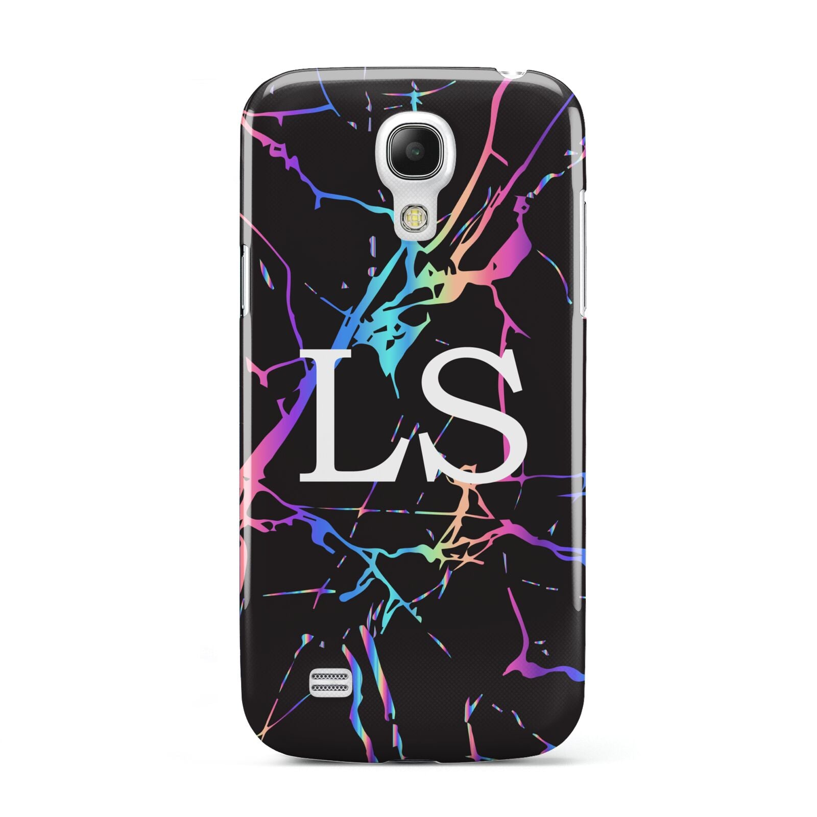 Personalised Black Holographic Marble Initials Samsung Galaxy S4 Mini Case