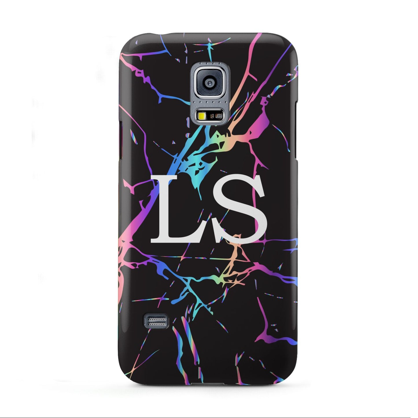 Personalised Black Holographic Marble Initials Samsung Galaxy S5 Mini Case