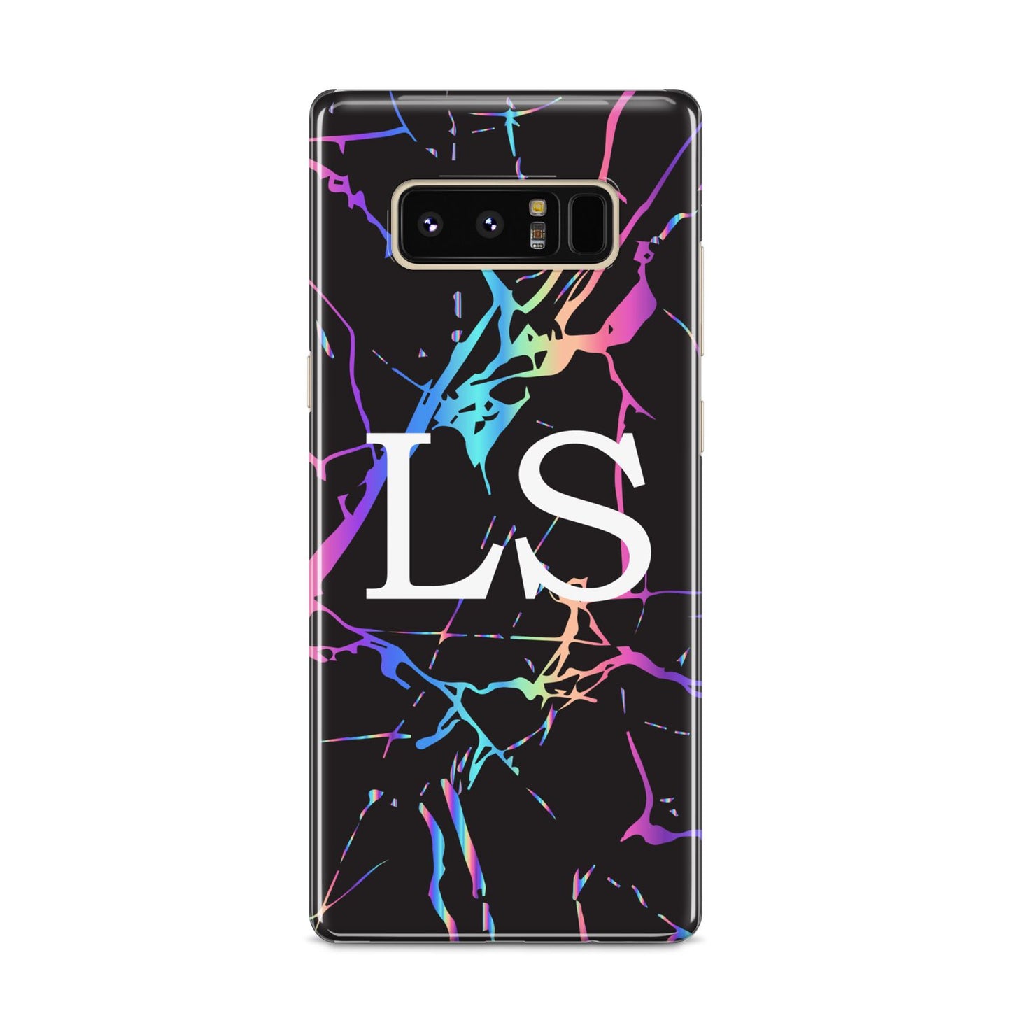 Personalised Black Holographic Marble Initials Samsung Galaxy S8 Case