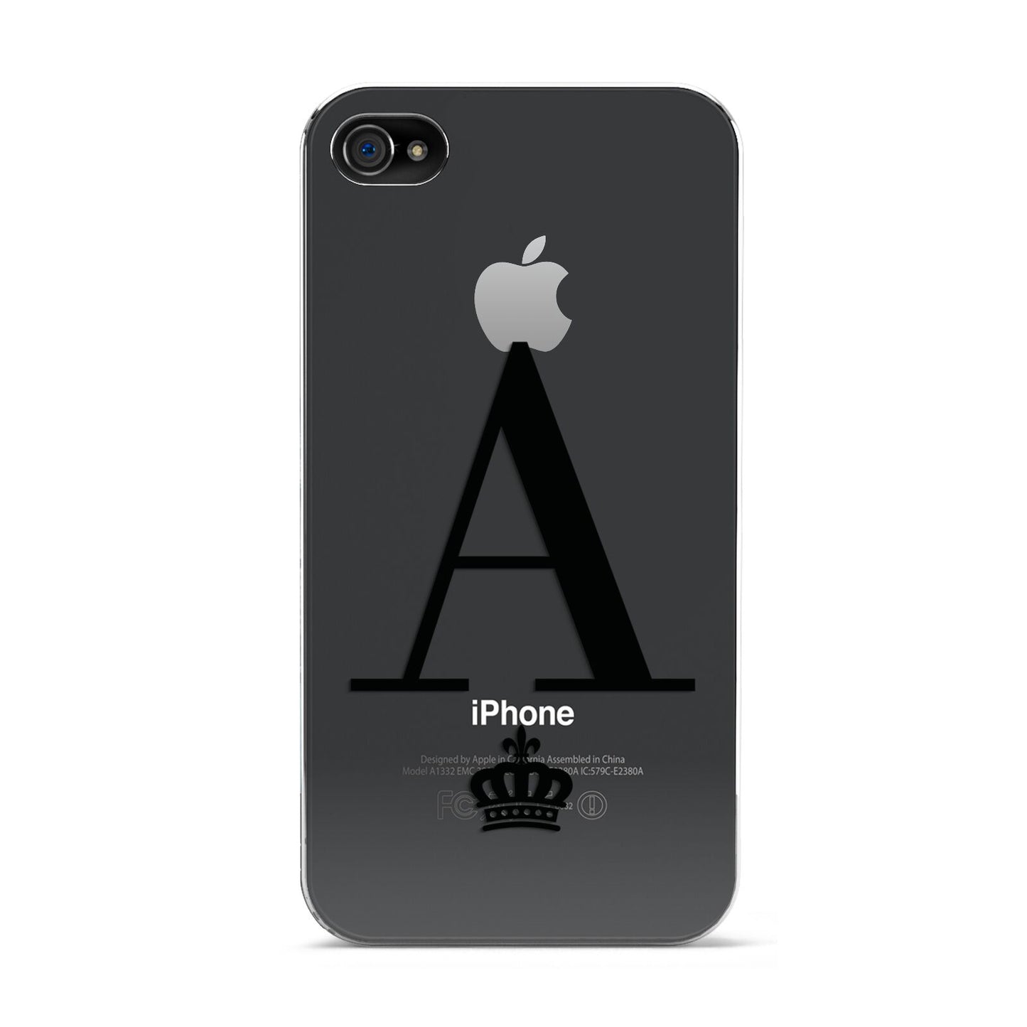 Personalised Black Initial Crown Clear Apple iPhone 4s Case