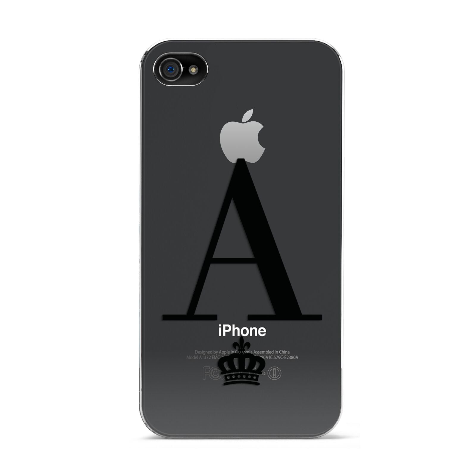 Personalised Black Initial Crown Clear Apple iPhone 4s Case