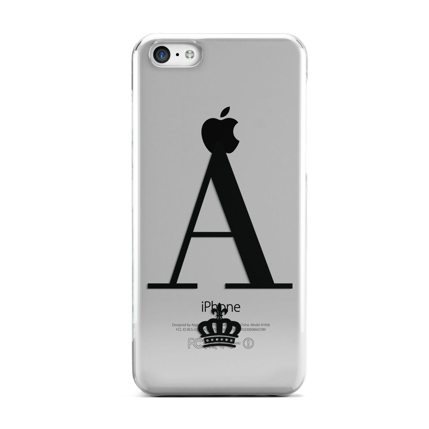 Personalised Black Initial Crown Clear Apple iPhone 5c Case