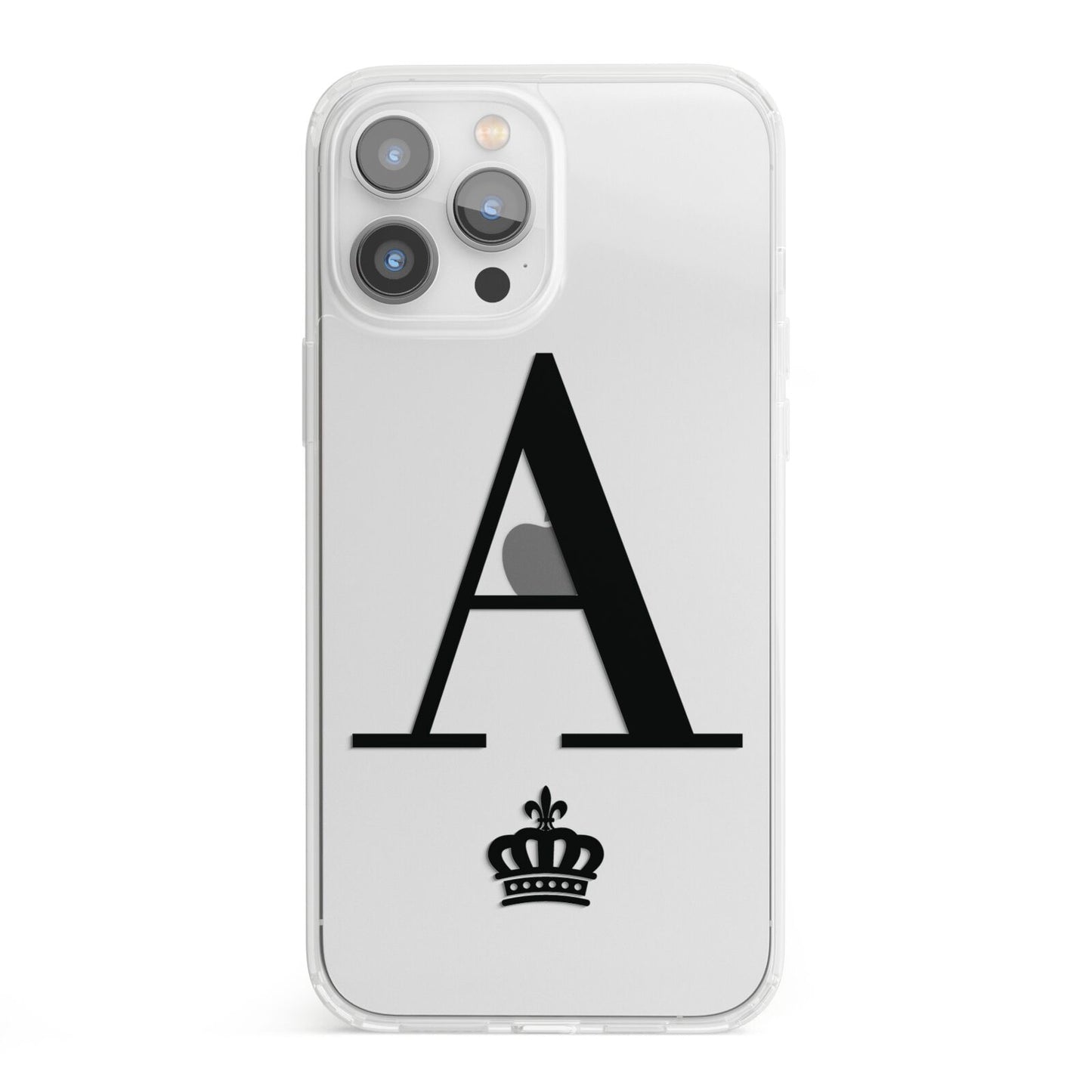 Personalised Black Initial Crown Clear iPhone 13 Pro Max Clear Bumper Case