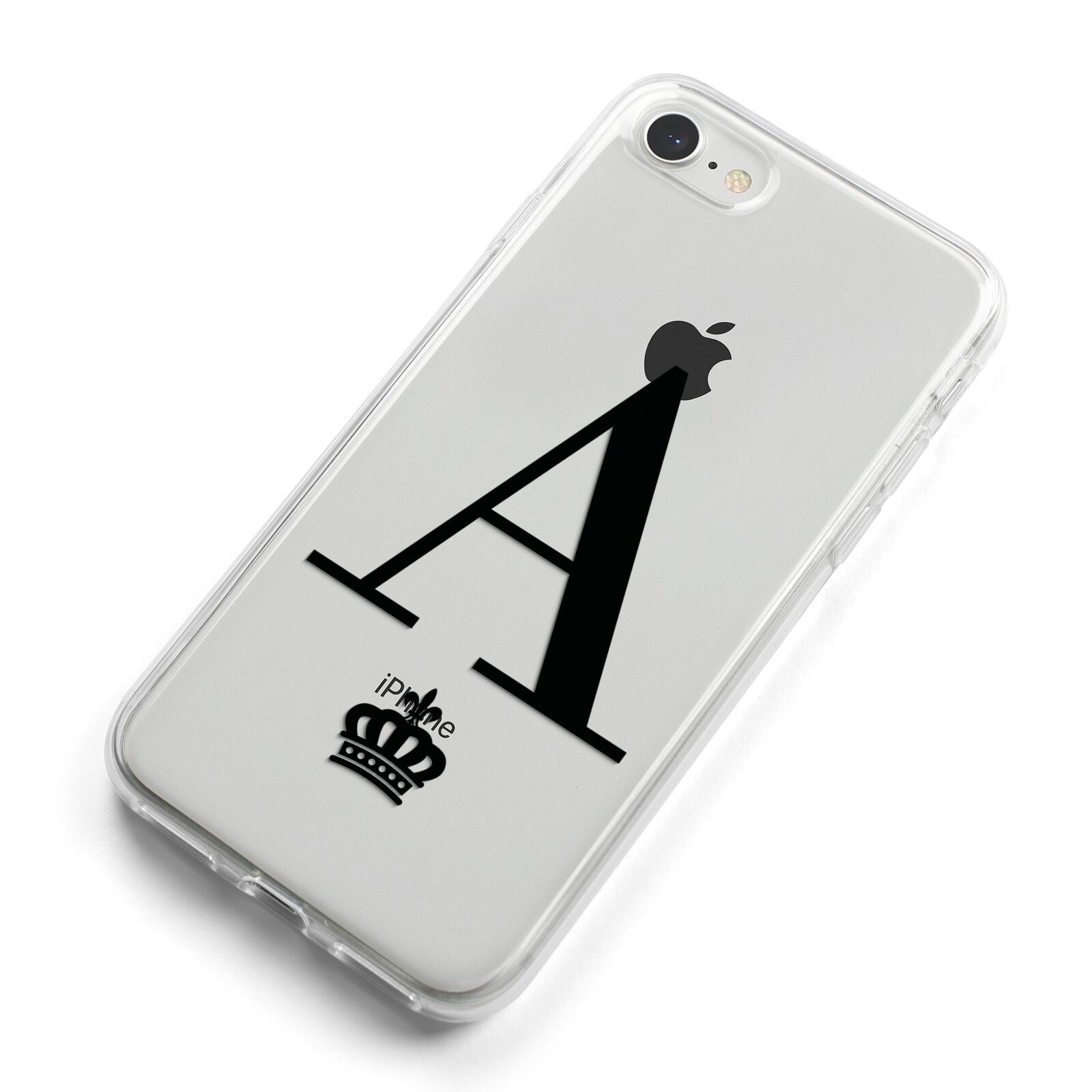 Personalised Black Initial Crown Clear iPhone 8 Bumper Case on Silver iPhone Alternative Image